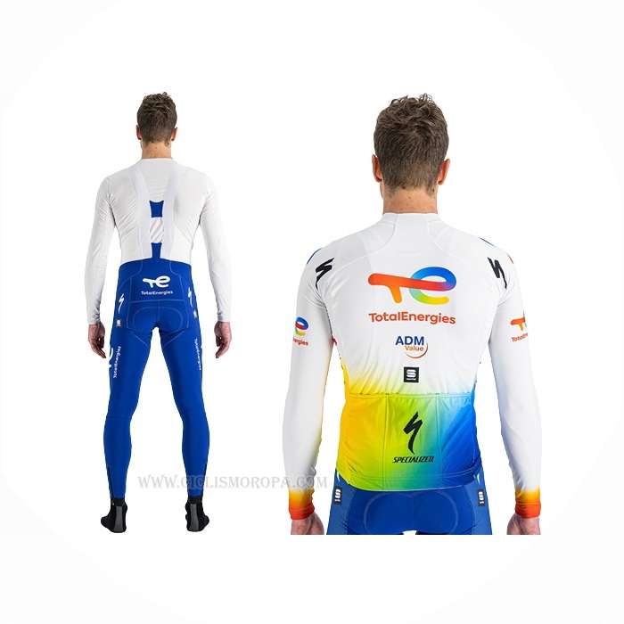 2022 Ropa Ciclismo Direct Energie Blanco Amarillo Azul Mangas Largas y Culotte Lunga